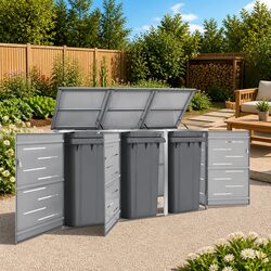 Durable Triple Wheelie Bin Shed for Garden Waste