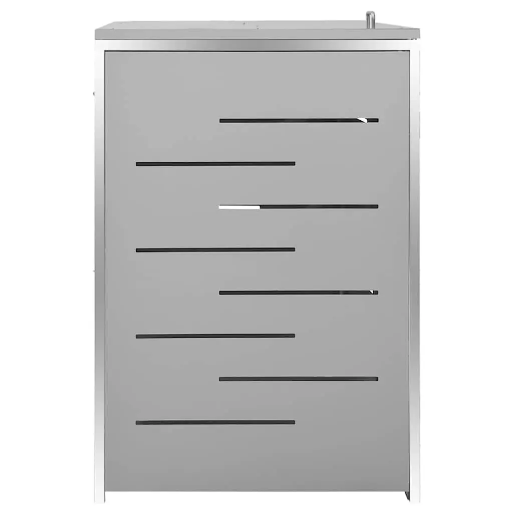 Triple Wheelie Bin Shed Galvanised Steel Stainless Steel 207x77.5x115cm Grey