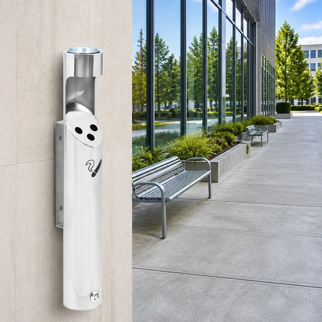 Wall Mounted Ashtray with Hinged Bottom for Easy Use
