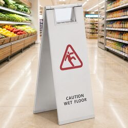 Folding Wet Floor Sign Double-Sided Safety Warning Alert Portable Stainless
