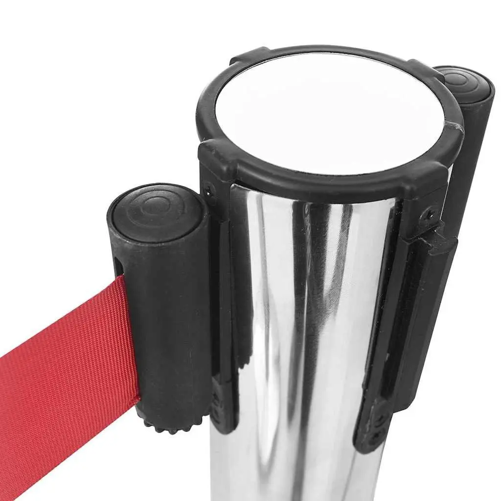 Safety Stanchions Stainless Steel 4 Piece Silver Retractable Belt Barriers