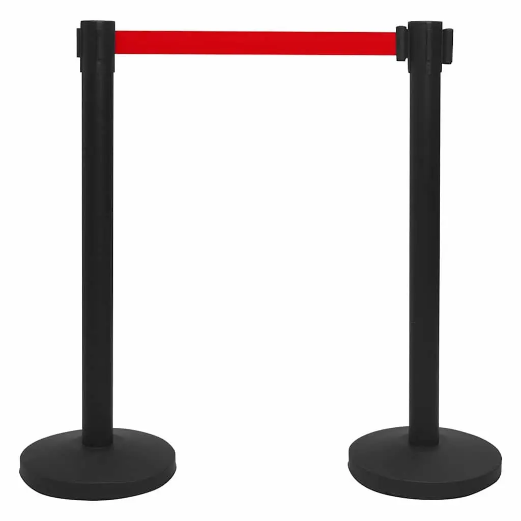 Stanchion Barrier Powder-coated Iron 4 pcs Black