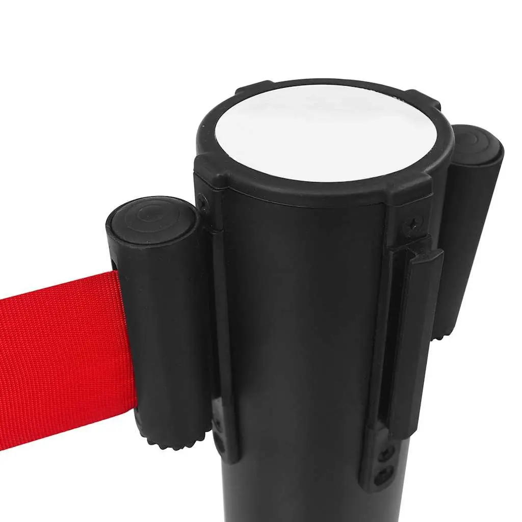 Stanchion Barrier Powder-coated Iron 4 pcs Black