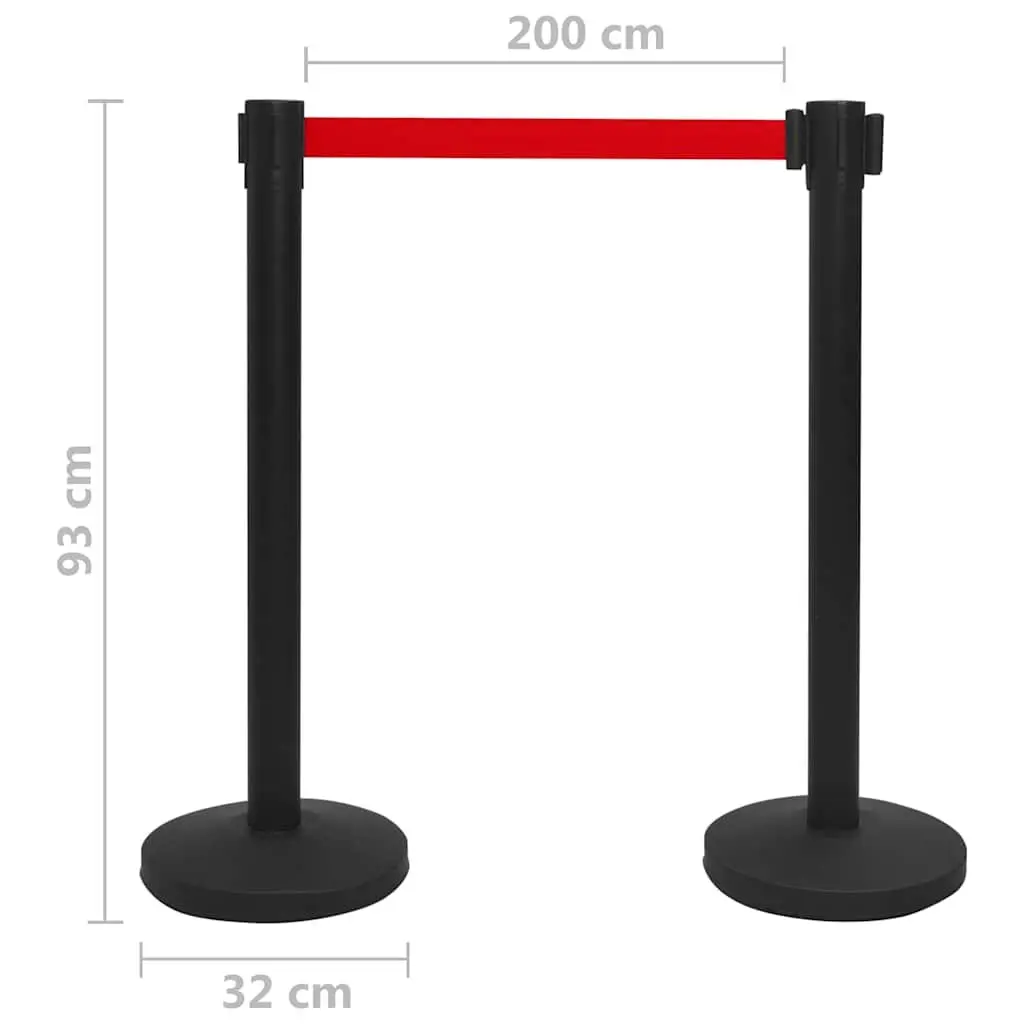 Stanchion Barrier Powder-coated Iron 4 pcs Black
