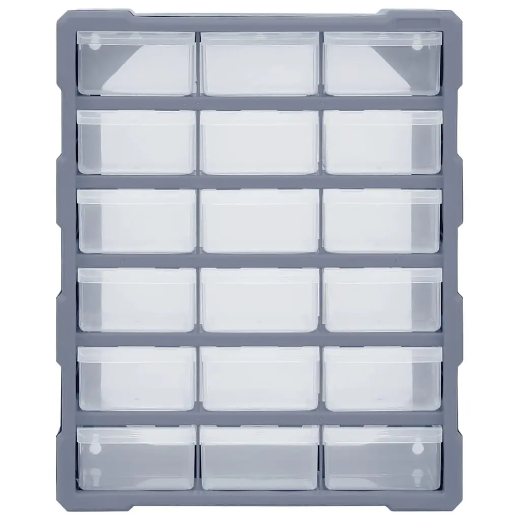 Grey Multi-Drawer Tool Storage Box with 18 Drawers