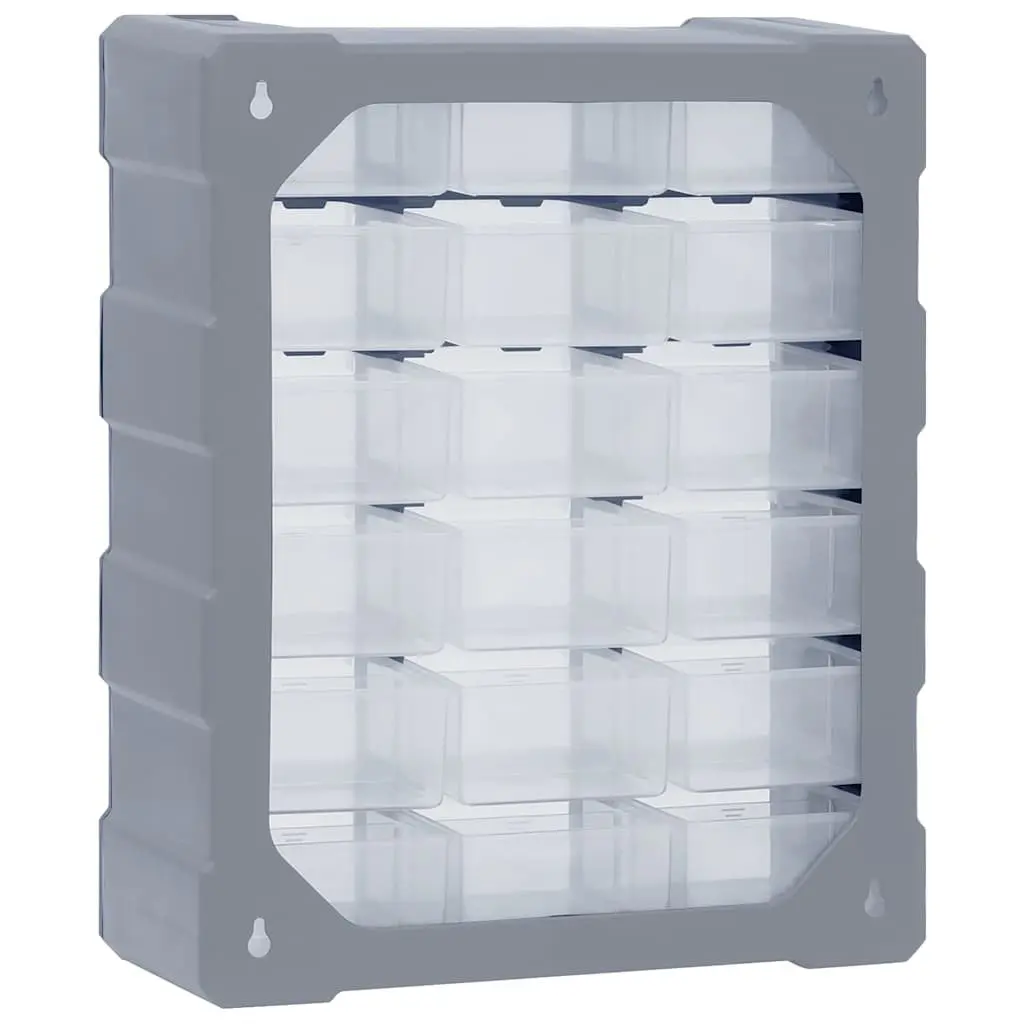 Grey Multi-Drawer Tool Storage Box with 18 Drawers