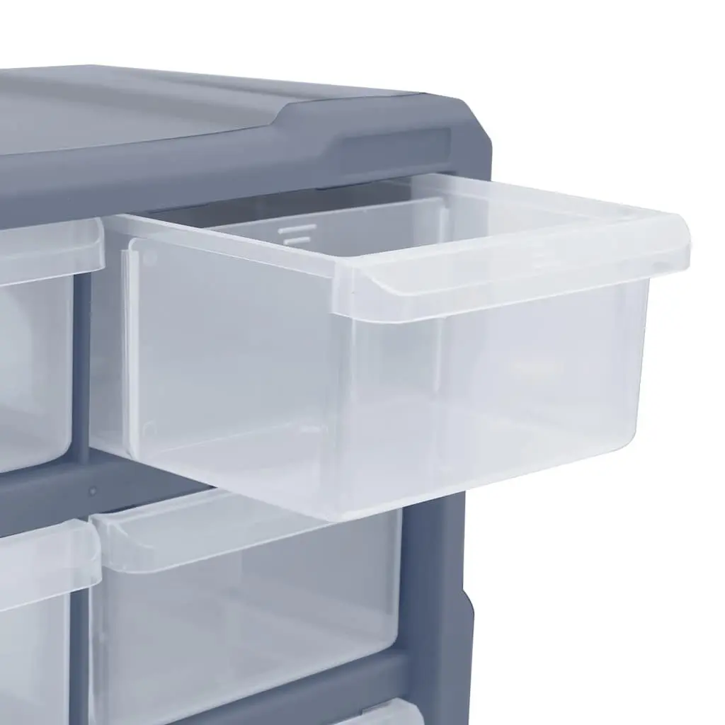 Grey Multi-Drawer Tool Storage Box with 18 Drawers