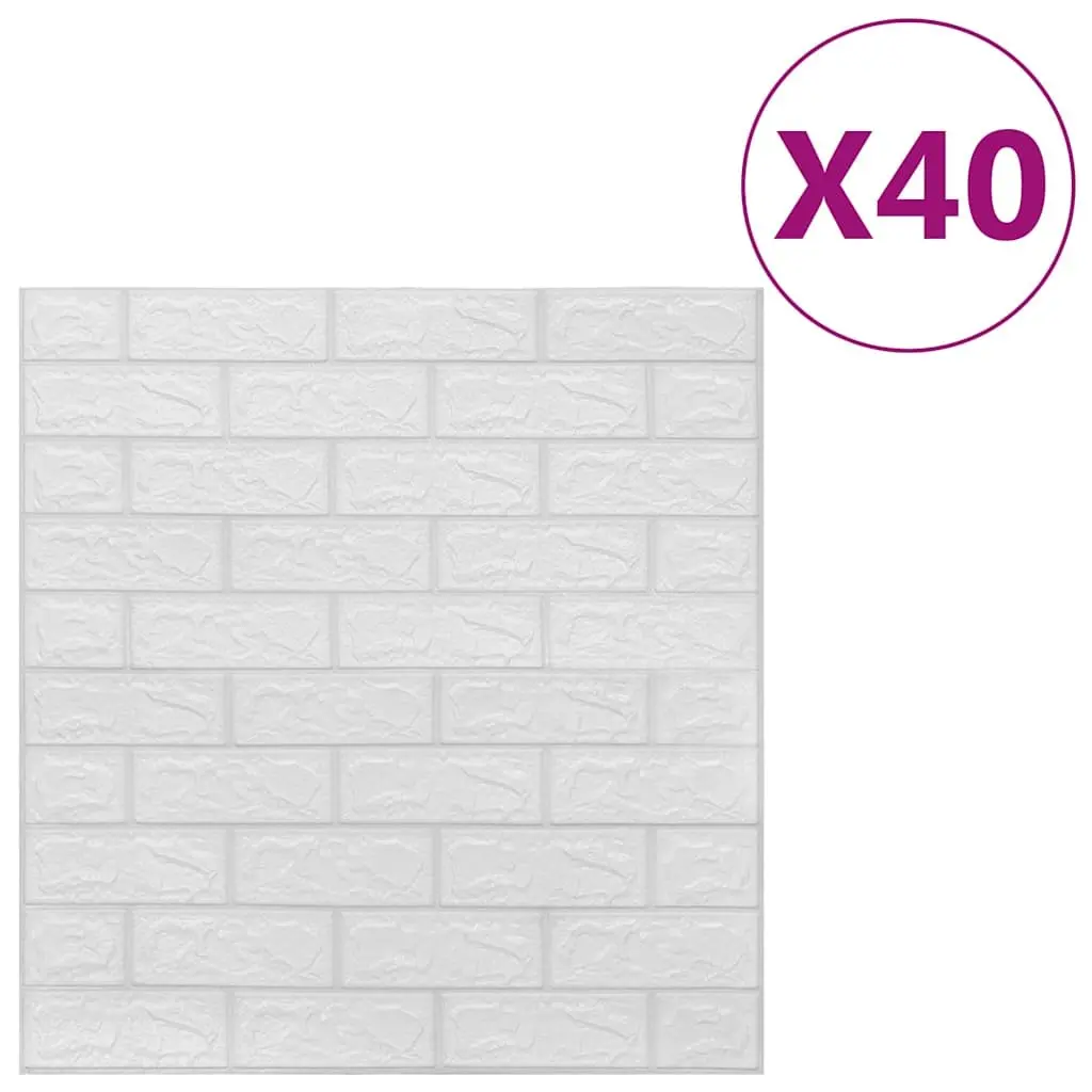 3D Wallpaper Self-Adhesive Brick Panels White 40 pcs