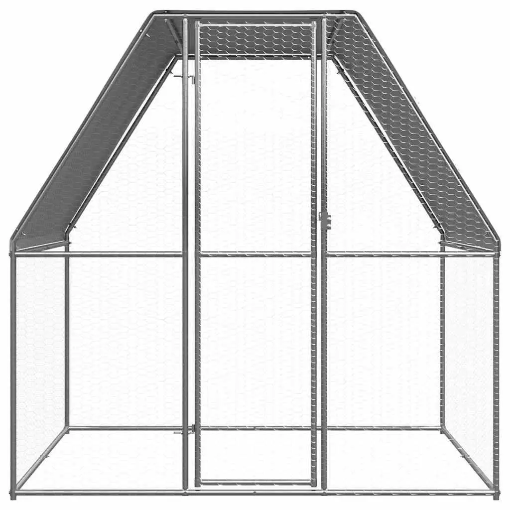 Chicken Cage Galvanised Steel 2x2x2m Silver Enclosure Run Aviary Small Animal
