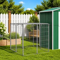 Durable Outdoor Dog Kennel 110x110x110 cm Steel Cage