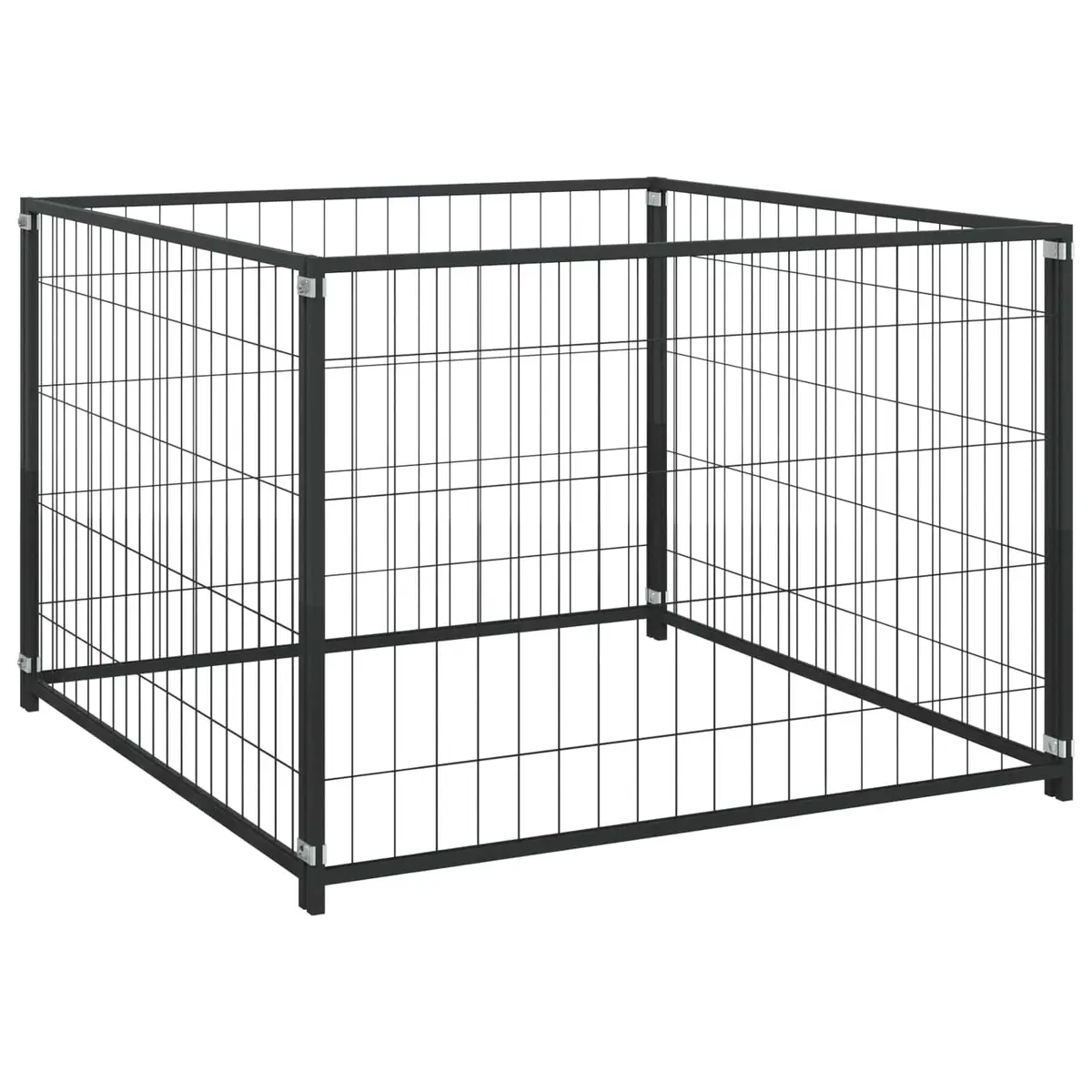 Dog Kennel Steel 300 x 100 x 70 cm Black Outdoor Enclosure Wire Mesh Pet Run Play Pen