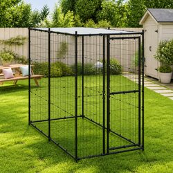 Sturdy Steel Mesh Dog Exercise Pen with Canopy Roof