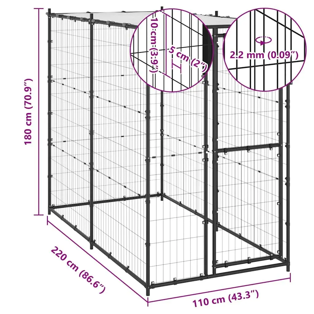 Steel Mesh Dog Exercise Pen with Canopy Roof