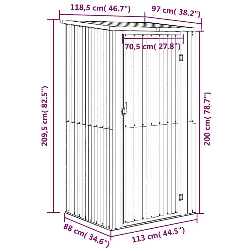 Garden Shed Galvanised Steel Grey 118.5 x 97 x 209.5 cm