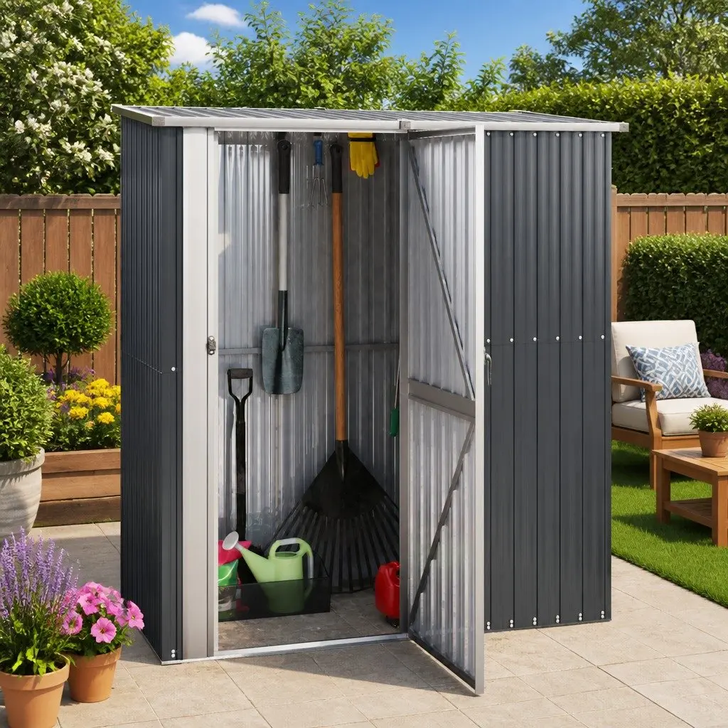 Anthracite Garden Shed with Lockable Steel Door