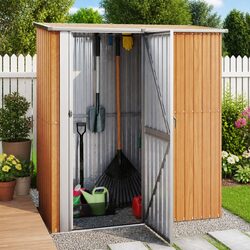 Garden Shed 180.5x97x209.5 cm Brown Outdoor Storage Tool House Lockable Door