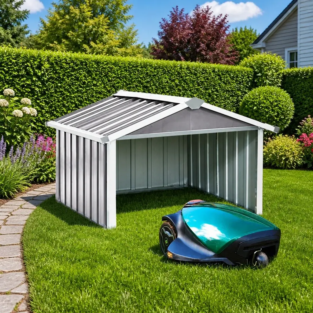 Galvanised Steel Garden Robot Lawnmower Shed 92x97x63cm