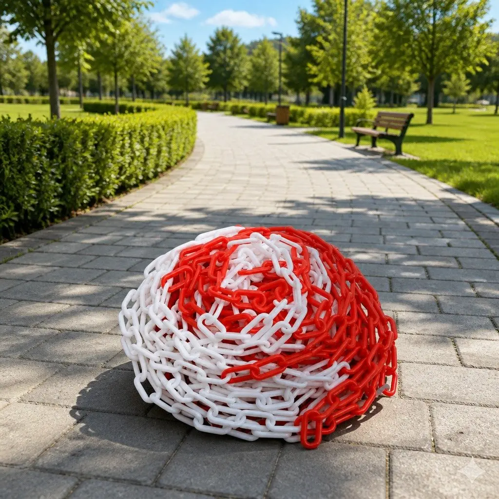 30 m Red and White Warning Chain for Safety Barriers