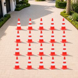 Reflective Traffic Cones 20pcs Red White 50cm Road Safety Signage Outdoor