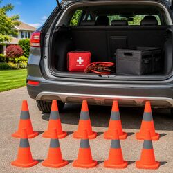 High Visibility Safety Pop-up Traffic Cones – 10 Pcs