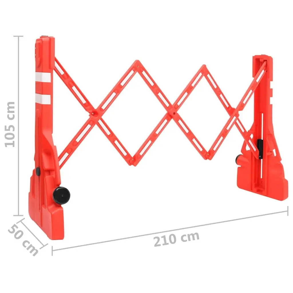 Folding Traffic Barrier Reflective Outdoor Safety Fence Red 210 x 50 x 105 cm