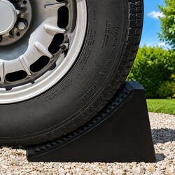 Durable Blue Rubber Wheel Chocks - 4 Piece Set