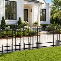 Sturdy Black Spear Top Steel Garden Fence Panel