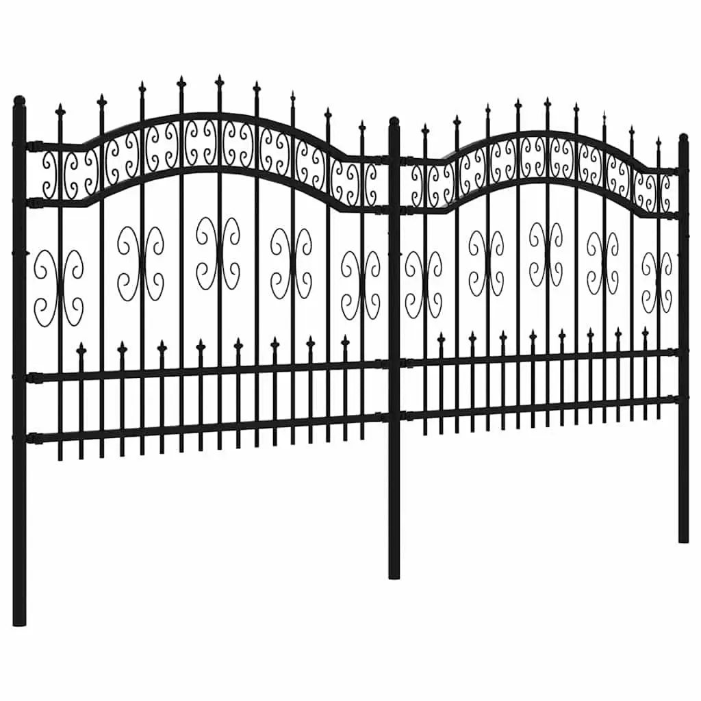 Garden Fence Panel Powder-coated Steel 240 x 100 cm Black