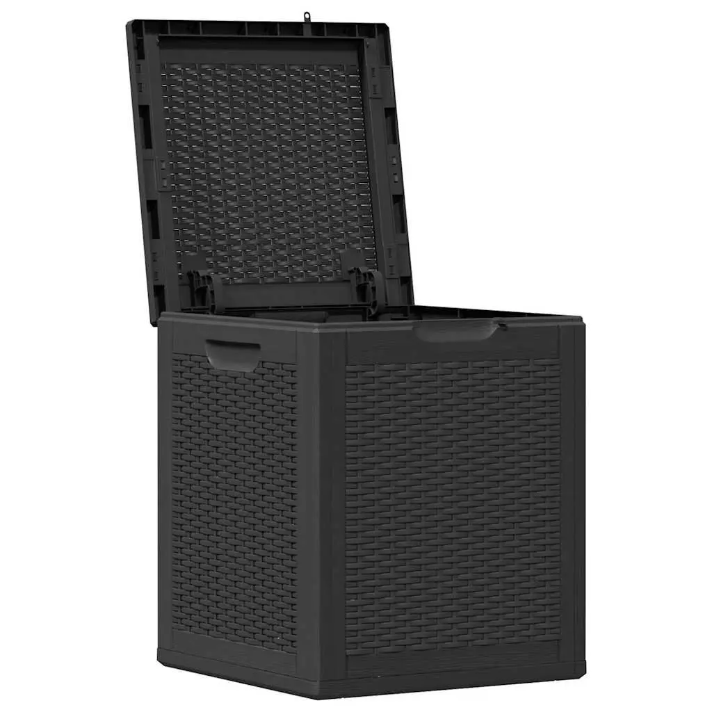 Garden Storage Box PP 90L Black Weather-Resistant Container