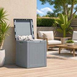 90L Grey Outdoor Storage Box for Garden and Patio