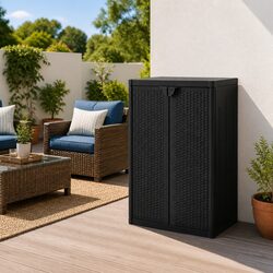 Sturdy Black Storage Cabinet for Indoor and Outdoor Use