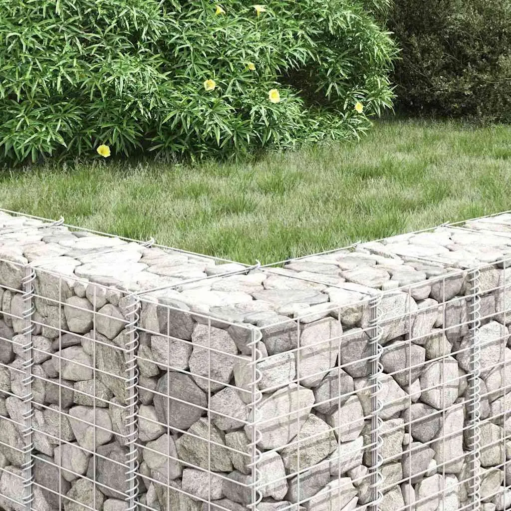 Gabion Raised Beds Iron 30x30x50 cm Silver 3 Piece Garden Planter Retaining Wall Basket