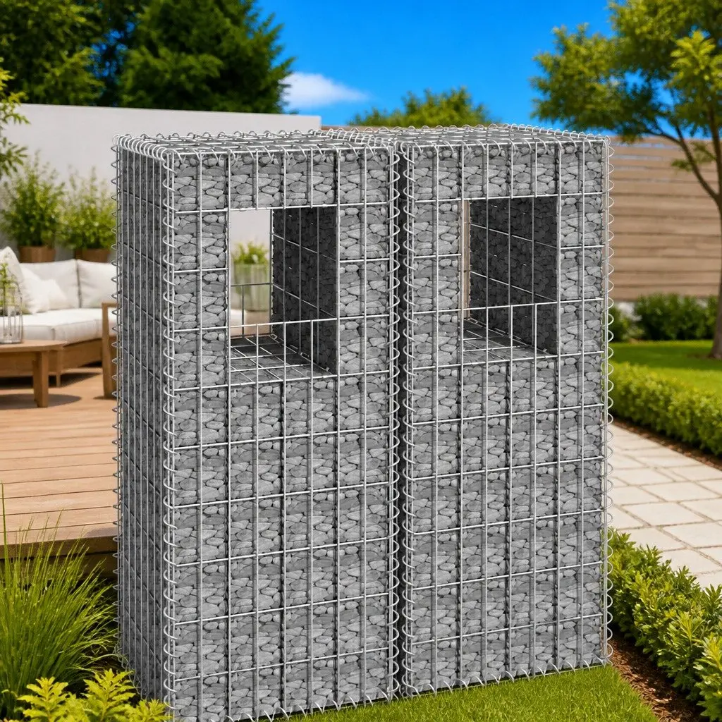 Gabion Basket Posts 2 pcs 40x40x100 cm Iron