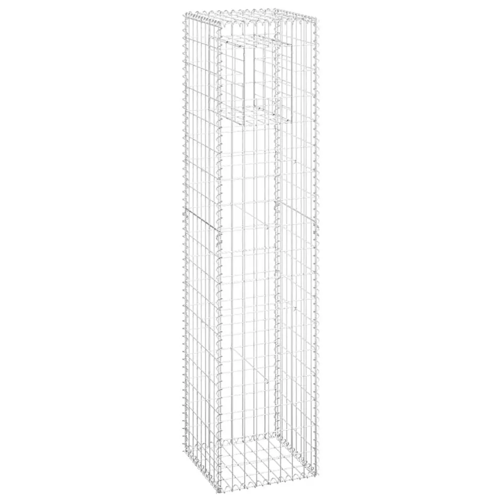 Gabion Basket Post Iron 40x40x180 cm Silver Garden Fence Barrier