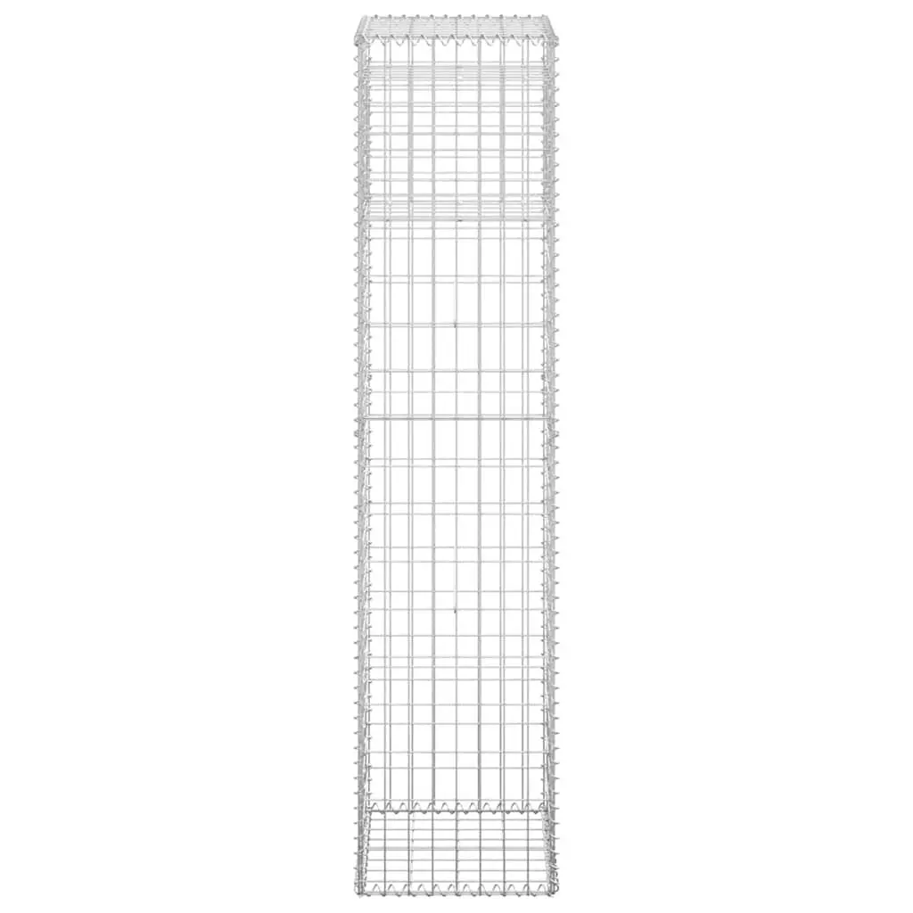 Gabion Basket Post Iron 40x40x180 cm Silver Garden Fence Barrier