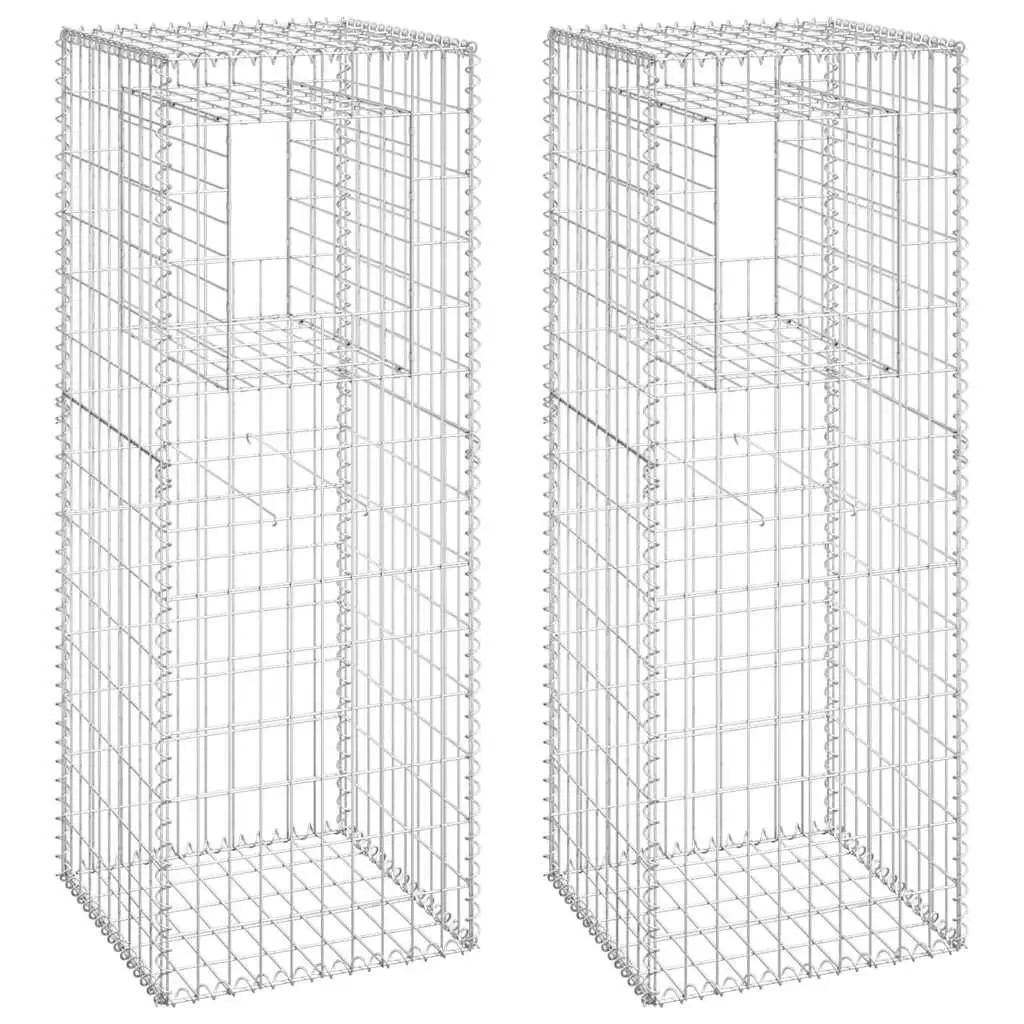 2pcs Gabion Basket Posts 50x50x140cm Iron