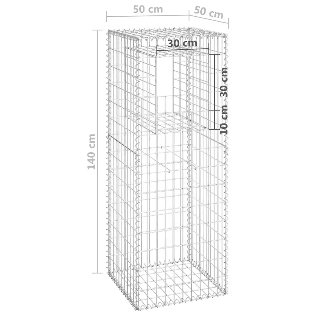 2pcs Gabion Basket Posts 50x50x140cm Iron