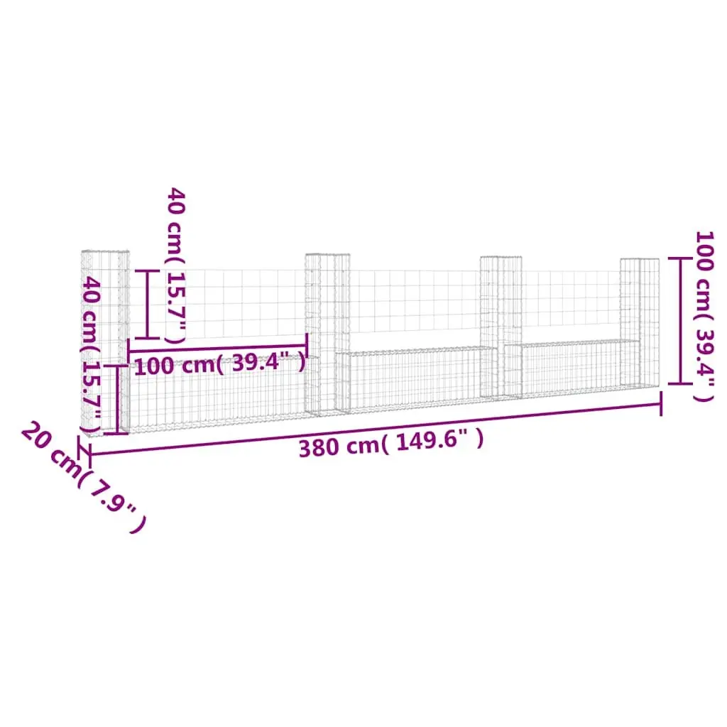 U-Shape Gabion Basket Fence with 4 Posts