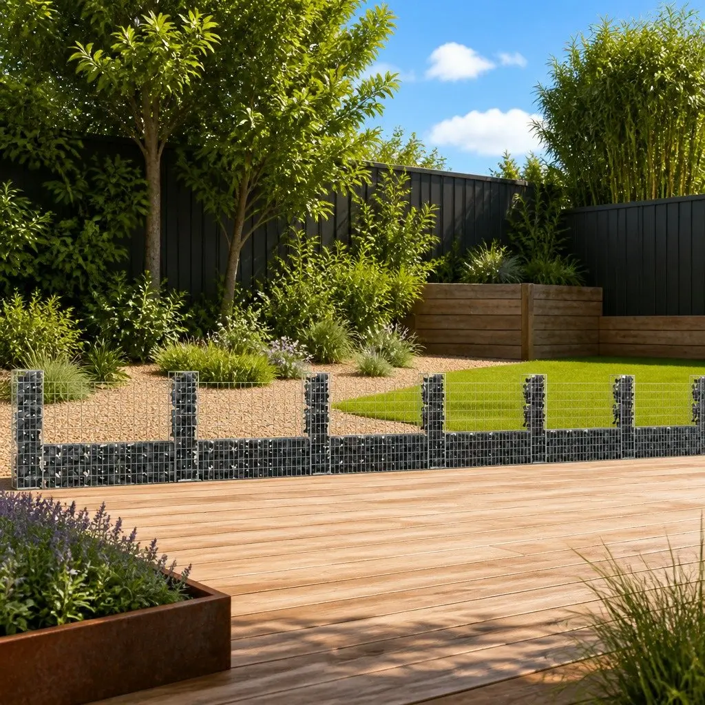 U-Shape Gabion Basket with 7 Posts for Fencing