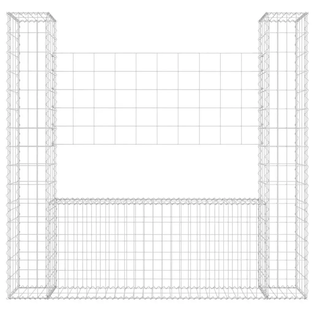 U-Shape Silver Gabion Basket with 2 Posts for Retaining Walls