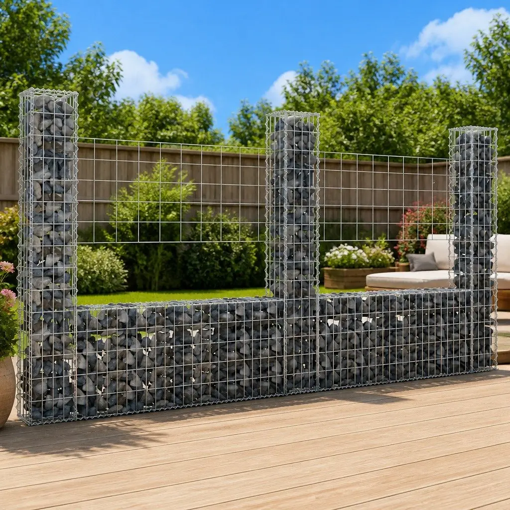 U-Shape Gabion Basket with Posts for Landscaping