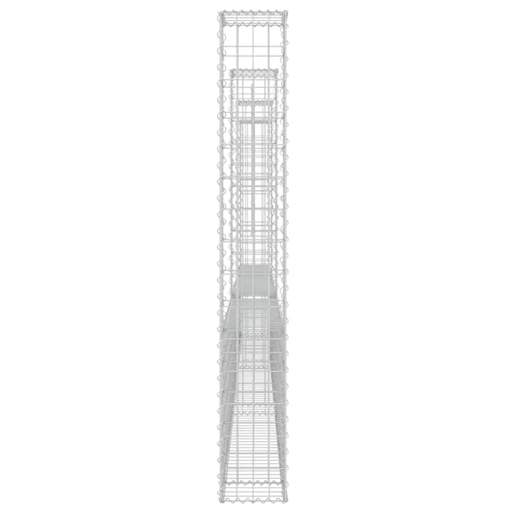 Gabion Basket Fence Panel U-Shape 380x20x150cm Welded Mesh Silver with 4 Posts for Retaining Wall Garden Applications