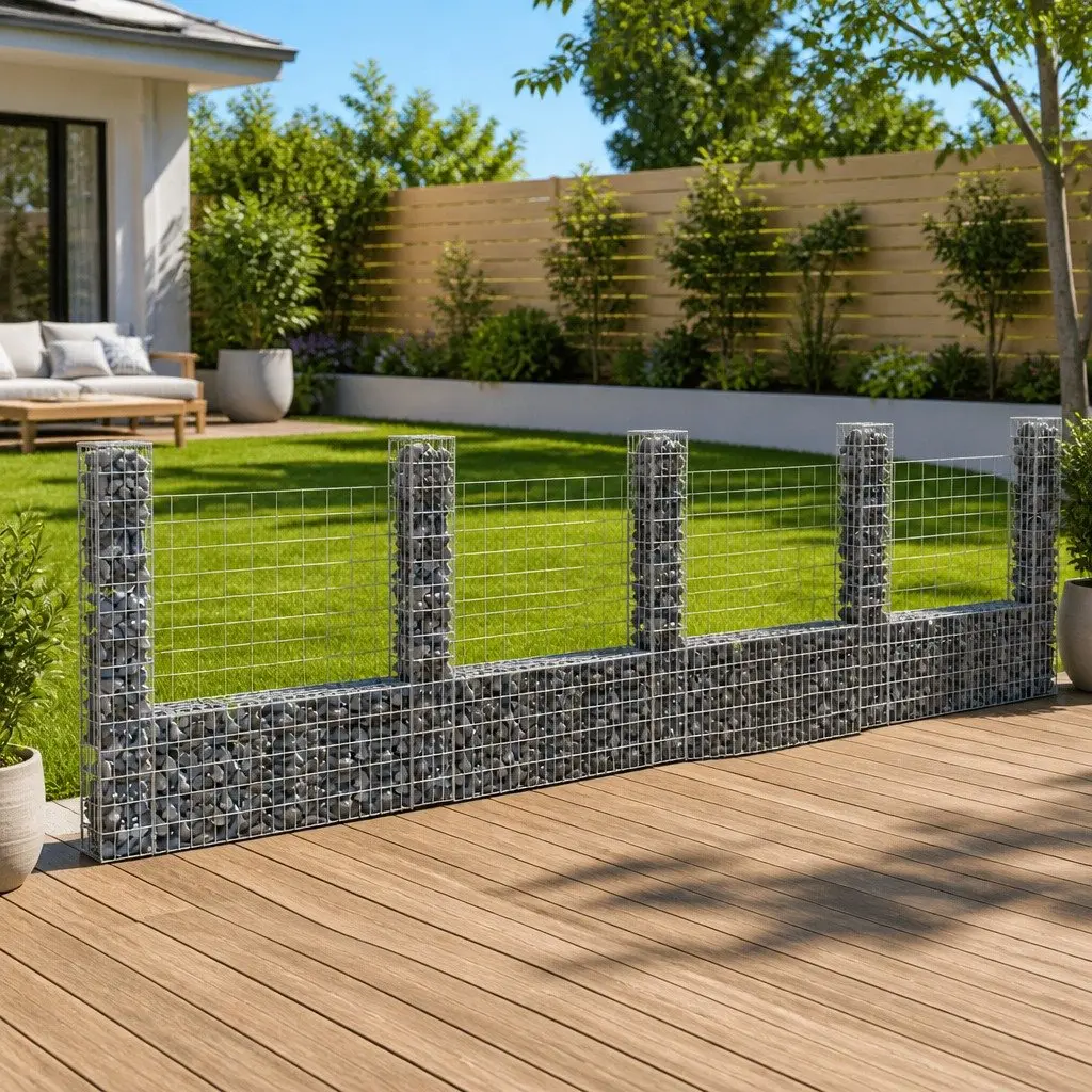 U-Shape Gabion Basket with 5 Integrated Posts for Stability