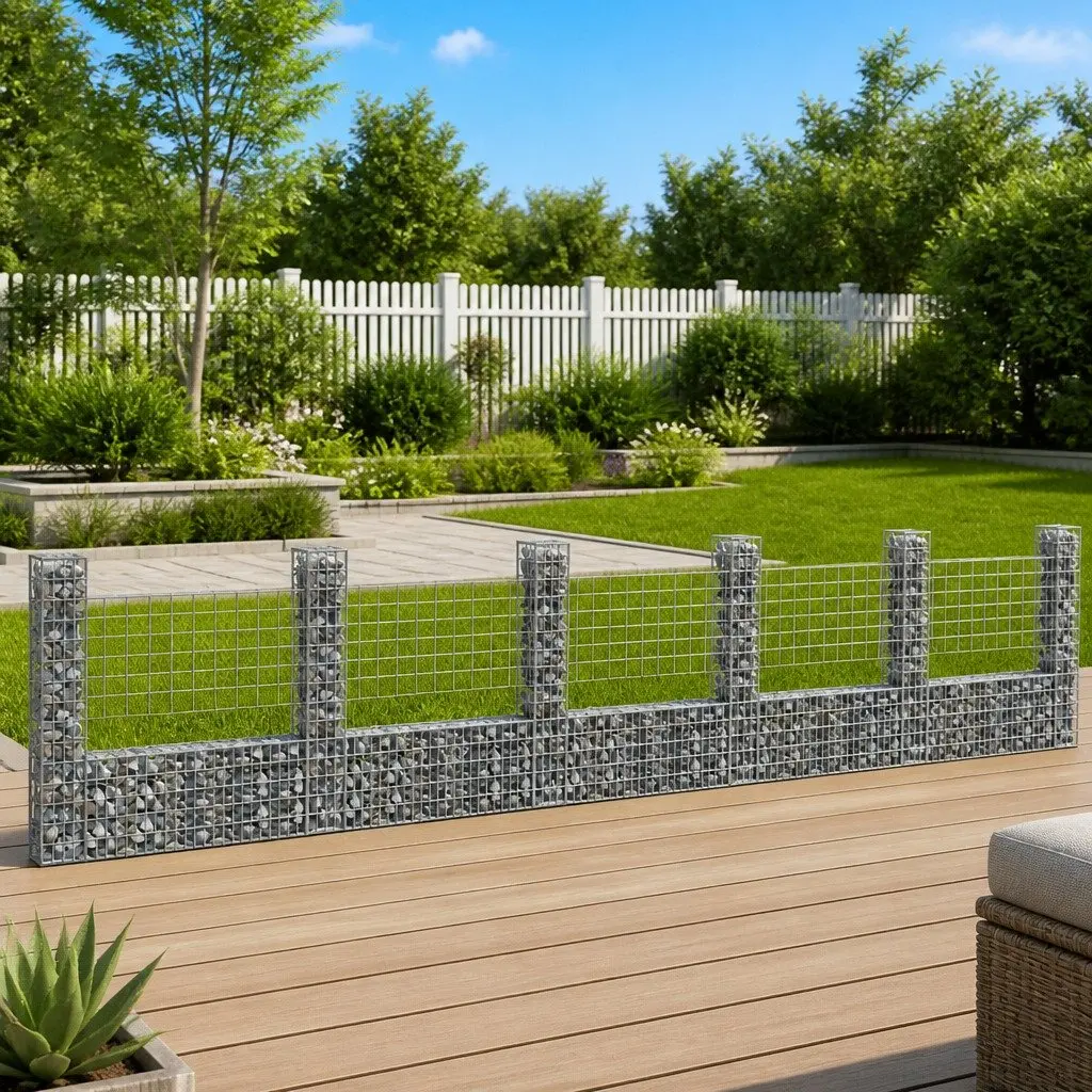 U-Shape Gabion Basket with 6 Posts for Fencing