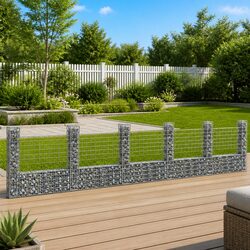 Sturdy U-Shape Gabion Basket with 6 Posts for Fencing