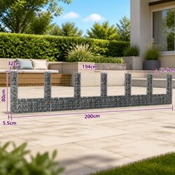 U-Shape Gabion Basket with 7 Iron Posts for Retaining Wall