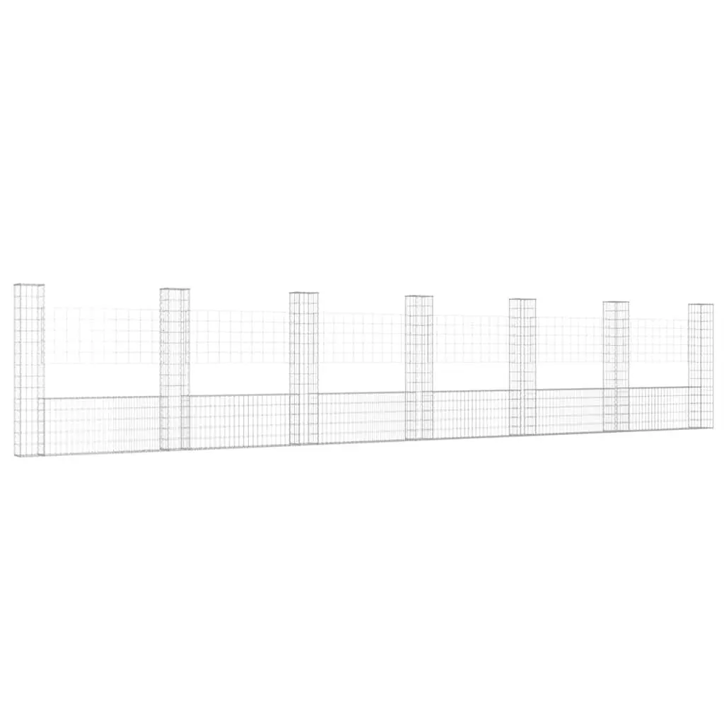 U-Shape Gabion Basket with 7 Iron Posts for Retaining Wall