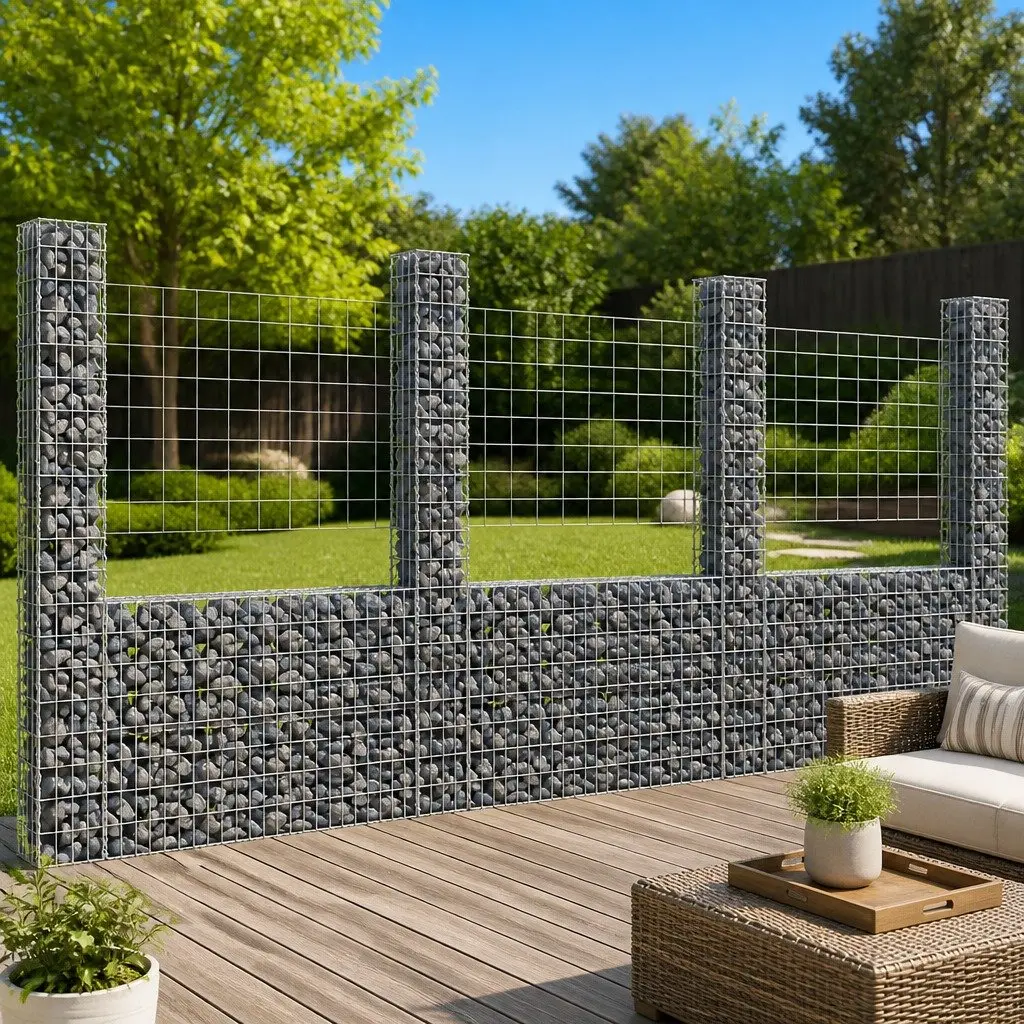 U-Shape Gabion Basket Fence Panel with 4 Posts