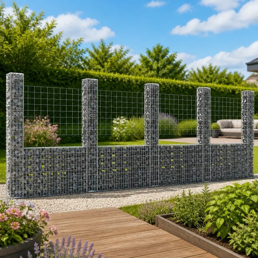 U-Shape Gabion Basket with 5 Posts for Retaining Wall