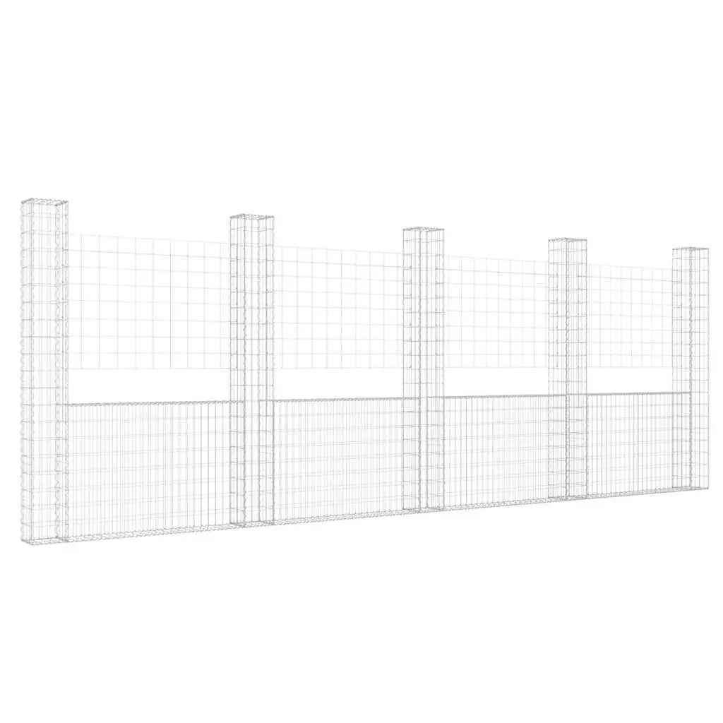 U-Shape Gabion Basket with 5 Posts for Retaining Wall